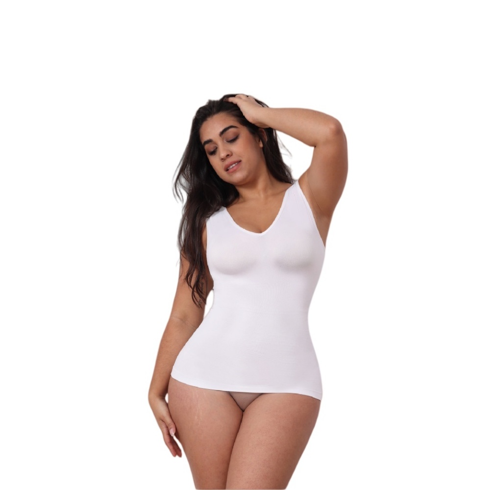 Womens Tummy Control Shaping Tank Top - V-Neck Body Shaper Slimming Underwear